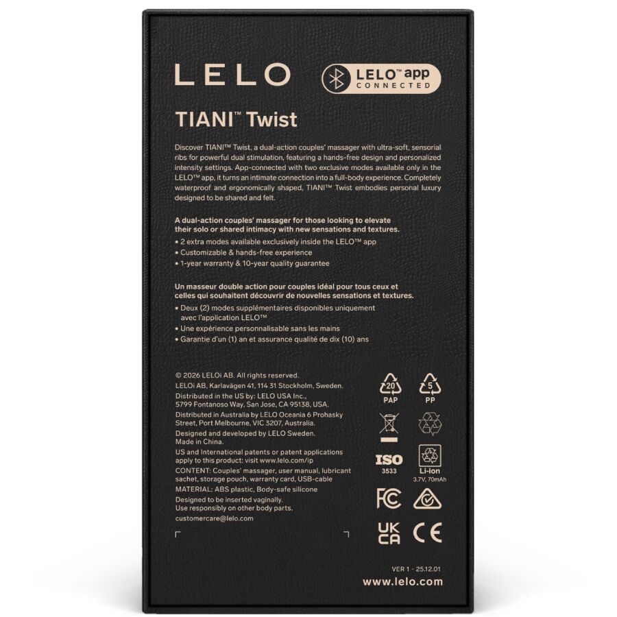 LELO TIANI TWIST ESPUMA VIBRADORA PARA CASAIS