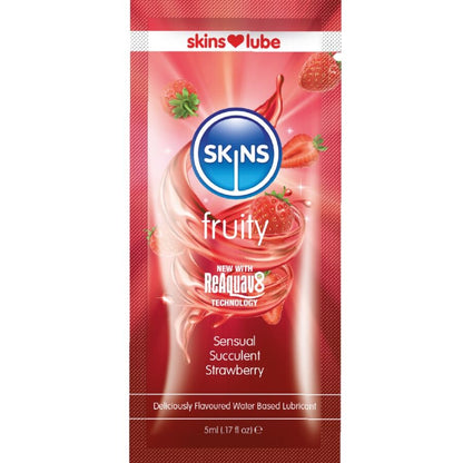 SKINS LUBRIFICANTE a BASE DE aGUA COM SABOR FRUTADO DE MORANGO DOSE uNICA DE 5 ML