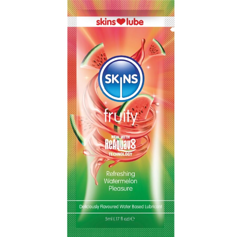 SKINS LUBRIFICANTE a BASE DE aGUA COM SABOR DE MELANCIA DOSE uNICA DE 5 ML