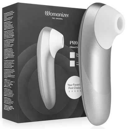 WOMANIZER PRO VIBRANT CLITORIAL STIMULATOR CINZA PRATEADO