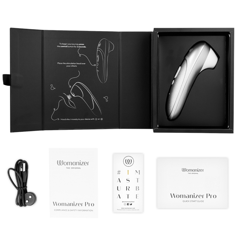 WOMANIZER PRO VIBRANT CLITORIAL STIMULATOR CINZA PRATEADO