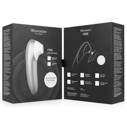 WOMANIZER PRO VIBRANT CLITORIAL STIMULATOR CINZA PRATEADO