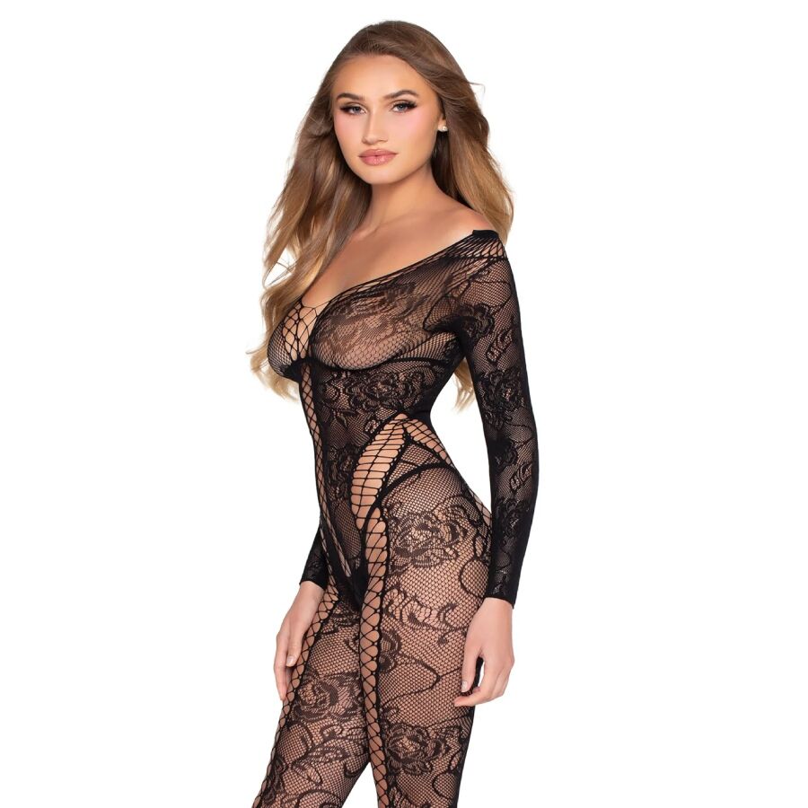 LEG AVENUE 89369 MACACaO DE RENDA E TULE PRETO TAMANHO uNICO