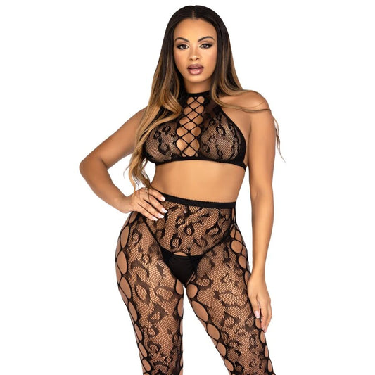 LEG AVENUE 89372 TOP CROPPED E MEIA CALyA SEM VOLTA PRETO TAMANHO uNICO