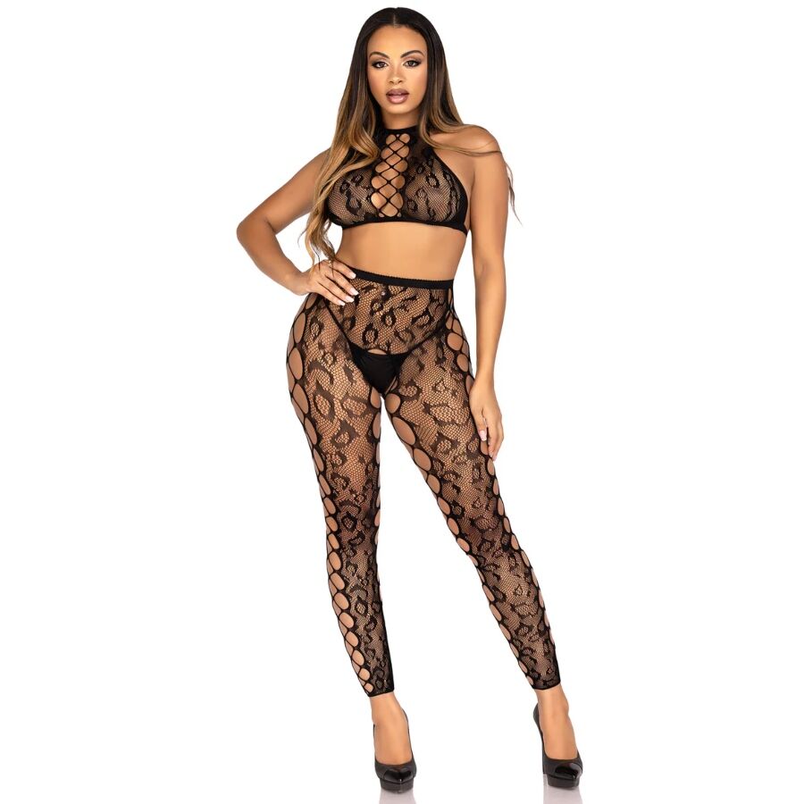 LEG AVENUE 89372 TOP CROPPED E MEIA CALyA SEM VOLTA PRETO TAMANHO uNICO