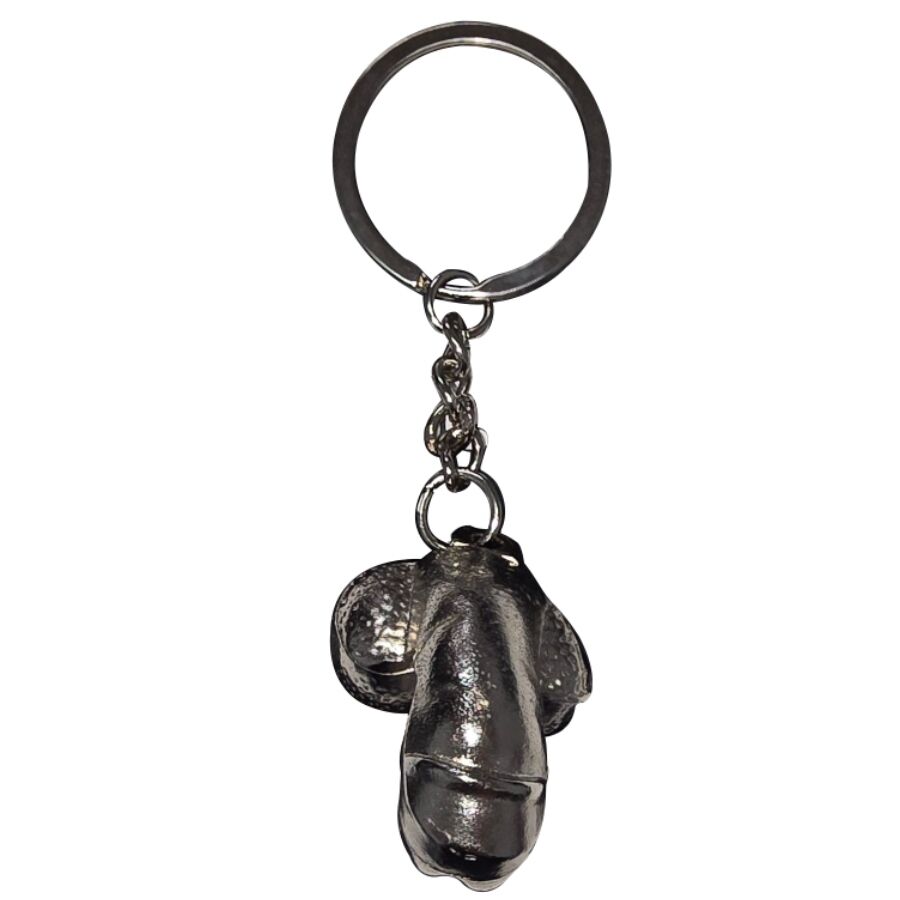 DIABLO PICANTE CHAVEIRO DE METAL PRATEADO COM PeNIS ENCOLHIDO