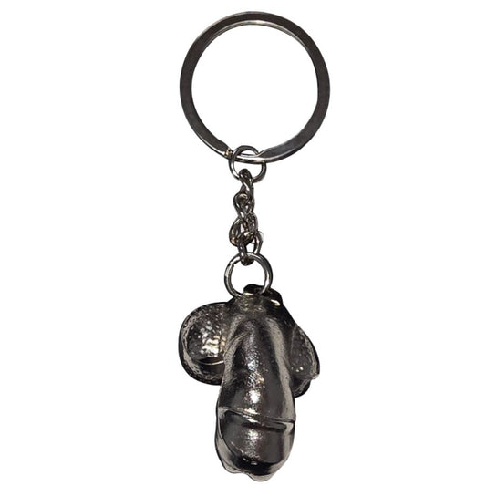 DIABLO PICANTE CHAVEIRO DE METAL PRATEADO COM PeNIS ENCOLHIDO