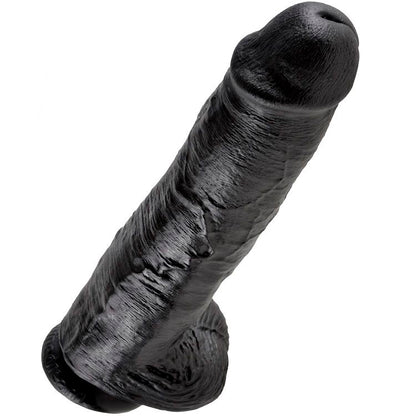 KING COCK 11 DILDO PRETO COM BOLAS 28 CM