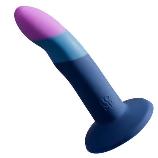 ROMP PICCOLO DILDO DE SILICONE COM VENTOSA TRICOLORIDA 14 CM