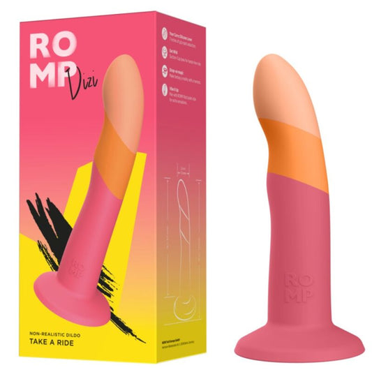 ROMP DIZI DILDO DE SILICONE COM VENTOSA TRICOLOR 18 CM