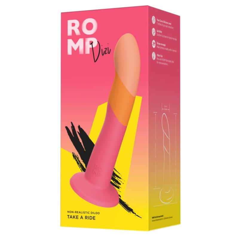 ROMP DIZI DILDO DE SILICONE COM VENTOSA TRICOLOR 18 CM