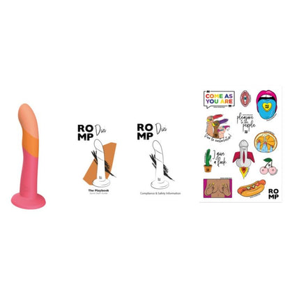 ROMP DIZI DILDO DE SILICONE COM VENTOSA TRICOLOR 18 CM