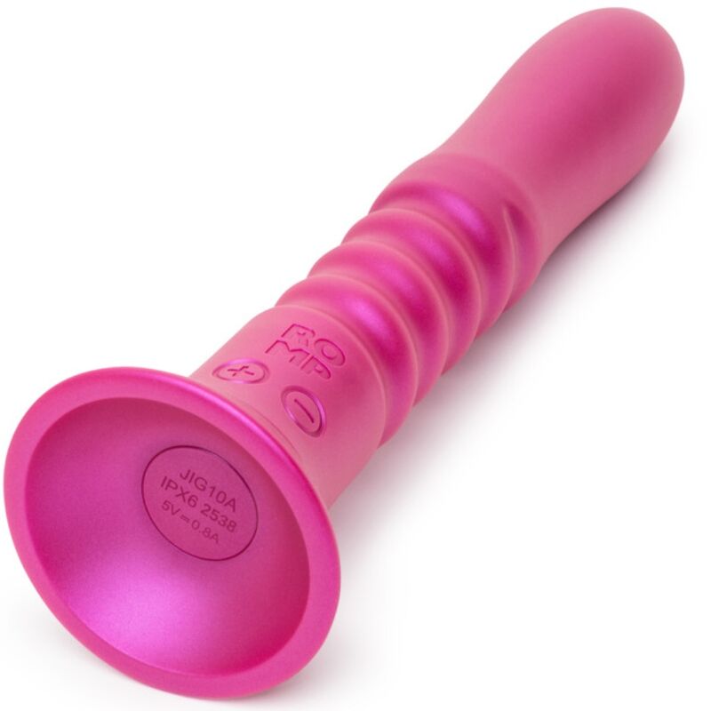 ROMP JIGGLE VIBRADOR COM MOVIMENTOS PARA CIMA E PARA BAIXO COM VENTOSA ROSA