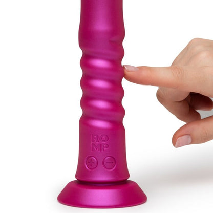 ROMP JIGGLE VIBRADOR COM MOVIMENTOS PARA CIMA E PARA BAIXO COM VENTOSA ROSA