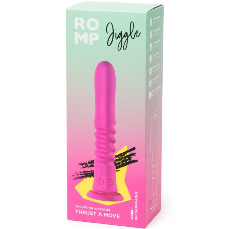 ROMP JIGGLE VIBRADOR COM MOVIMENTOS PARA CIMA E PARA BAIXO COM VENTOSA ROSA