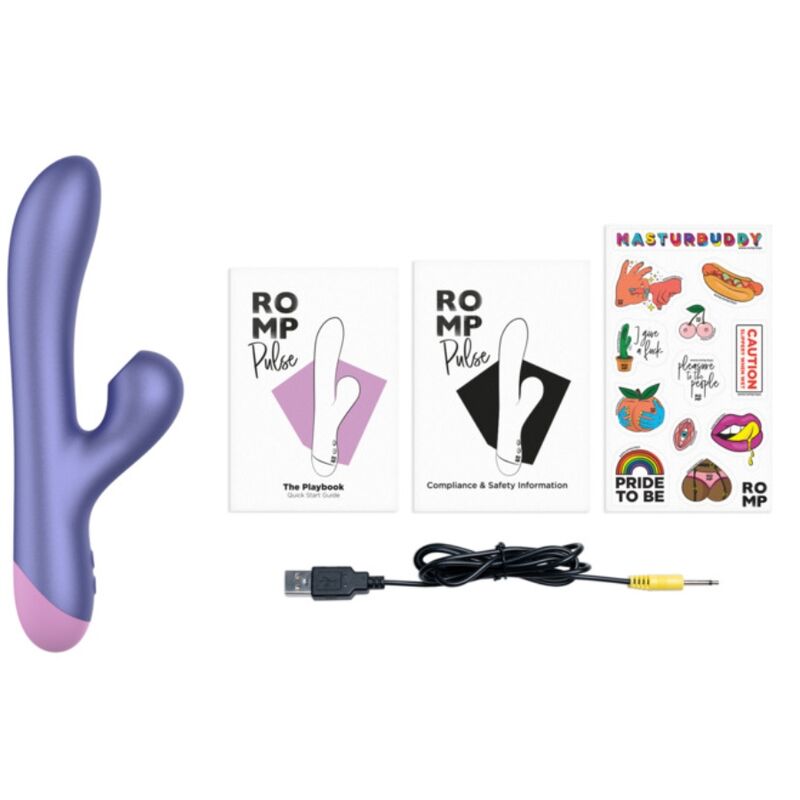 ROMP PULSE RABBIT VIBRADOR DUPLO PARA PONTO G AZUL ELeTRICO