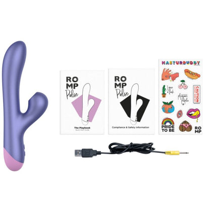 ROMP PULSE RABBIT VIBRADOR DUPLO PARA PONTO G AZUL ELeTRICO