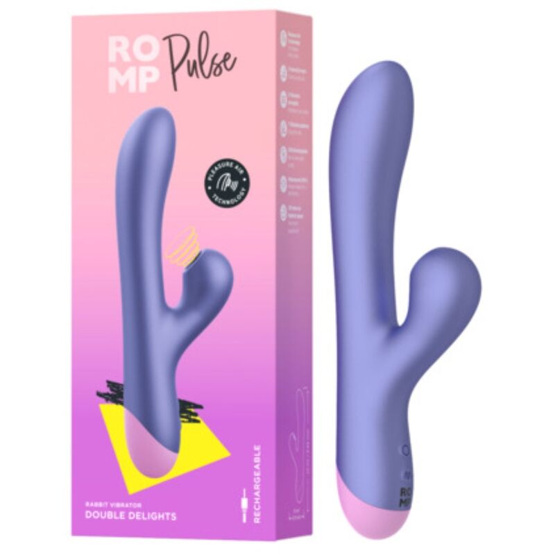 ROMP PULSE RABBIT VIBRADOR DUPLO PARA PONTO G AZUL ELeTRICO