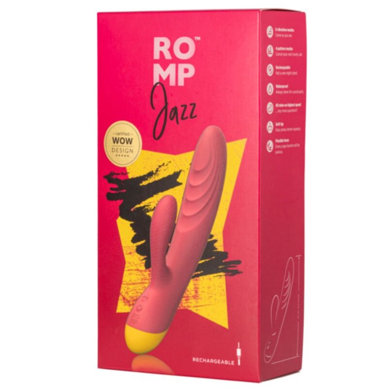 ROMP JAZZ VIBRADOR COELHO RECARREGaVEL VERMELHO
