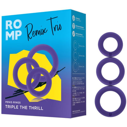 ROMP REMIX TRIO CONJUNTO DE 3 ANeIS PENIANOS DE SILICONE ROXOS