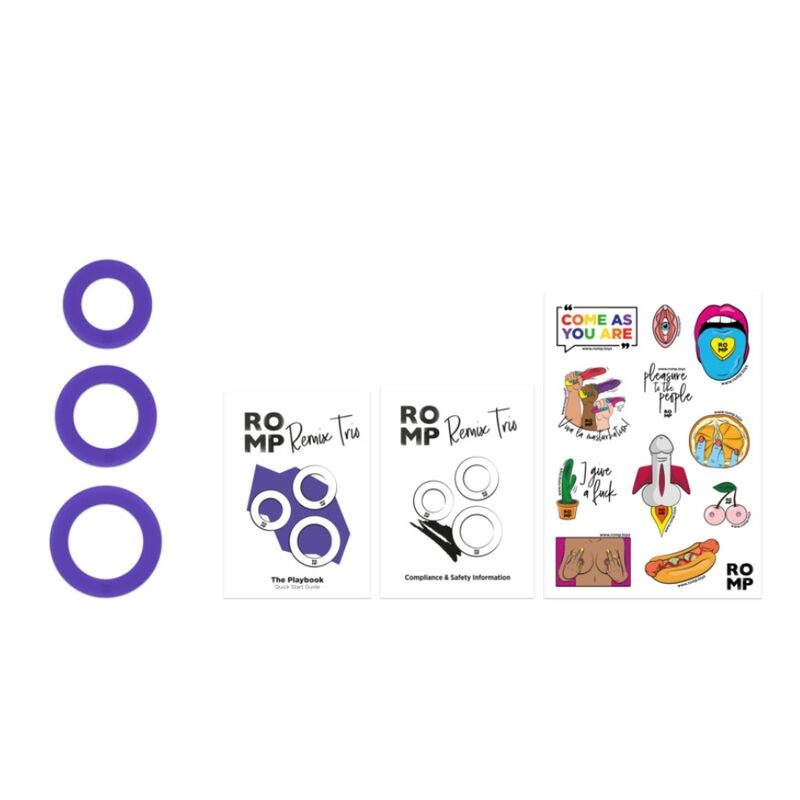 ROMP REMIX TRIO CONJUNTO DE 3 ANeIS PENIANOS DE SILICONE ROXOS