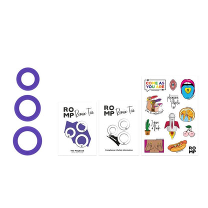 ROMP REMIX TRIO CONJUNTO DE 3 ANeIS PENIANOS DE SILICONE ROXOS