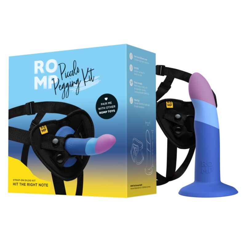 ROMP PICCOLO DILDO DE SILICONE COM VENTOSA TRICOLORIDA 14 CM