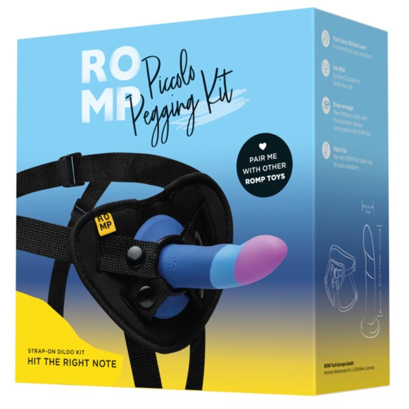 ROMP PICCOLO DILDO DE SILICONE COM VENTOSA TRICOLORIDA 14 CM
