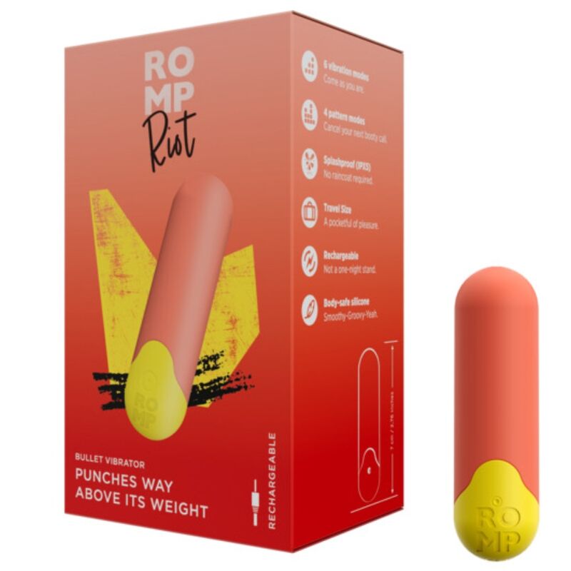 ROMP RIOT MULTIFUNCIONAL VIBRAToRIO BULLET LARANJA AMARELO
