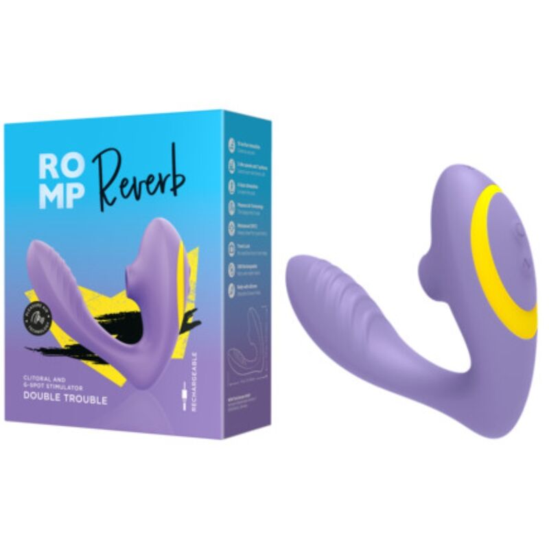 ROMP REVERB ESTIMULADOR DE PONTO G E DISPOSITIVO DE SUCyaO CLITORIAL REVERB ROXO