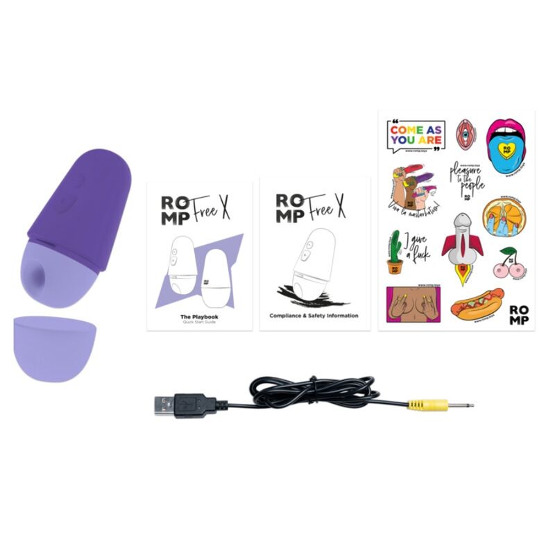 ROMP FREE X Estimulador Clitoriano com Tampa 10 Niveis Recarregavel Roxo