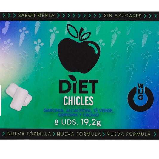 WUG DIET GOMA DE HORTELa FUNCIONAL SEM AyuCAR EM CARTELA COM 8 UNIDADES