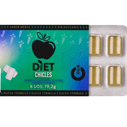 WUG DIET GOMA DE HORTELa FUNCIONAL SEM AyuCAR EM CARTELA COM 8 UNIDADES