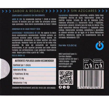 WUG OFF GOMA DE MASCAR FUNCIONAL COM MELATONINA E VALERIANA SABOR ALCAyUZ CARTELA COM 8 UNIDADES