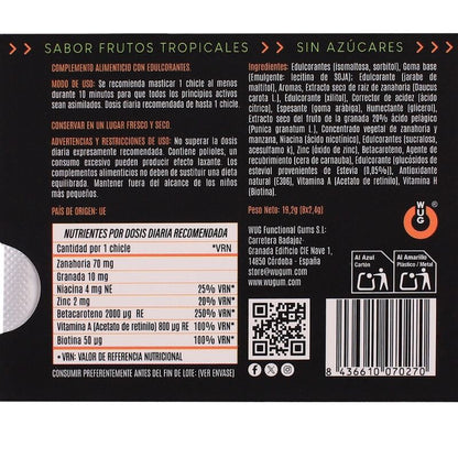 WUG SOLAR GOMA DE MASCAR FUNCIONAL COM VITAMINAS E ZINCO SABOR FRUTAS TROPICAIS EM CARTELA COM 8 UNIDADES