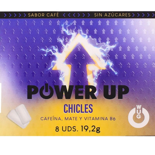 WUG POWER UP GOMA DE MASCAR FUNCIONAL COM CAFEiNA E SABOR DE CAFe MATE EM CARTELA COM 8 UNIDADES