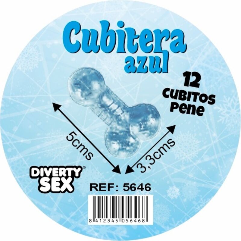 DIABLO PICANTE 12 PeNIS DE SILICONE DURO PENDURADOS EM BALDE DE GELO AZUL