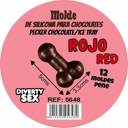DIABLO PICANTE FORMA DE CHOCOLATE COM 12 PeNIS DE SILICONE PARA PENDURAR VERMELHO