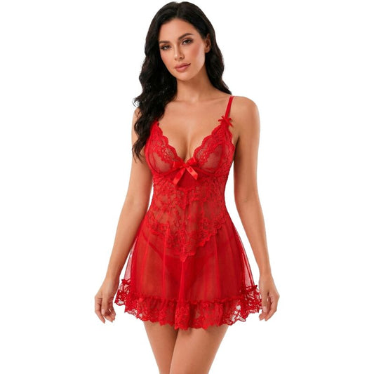 LIVCO CORSETTI FASHION CONJUNTO NUIT CAMISETA CALCINHA VERMELHA 2028 P M