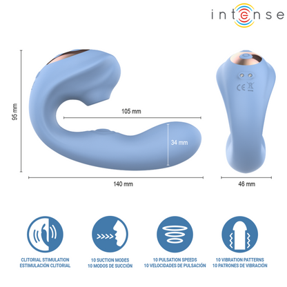INTENSE GINA ESTIMULADOR CLITORIAL MULTIFUNCIONAL AZUL