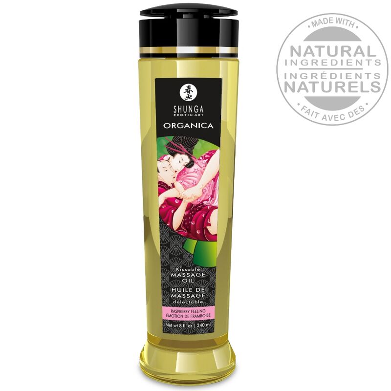 SHUNGA oLEO DE MASSAGEM ORGaNICO COM AROMA DE FRAMBOESA 240 ML