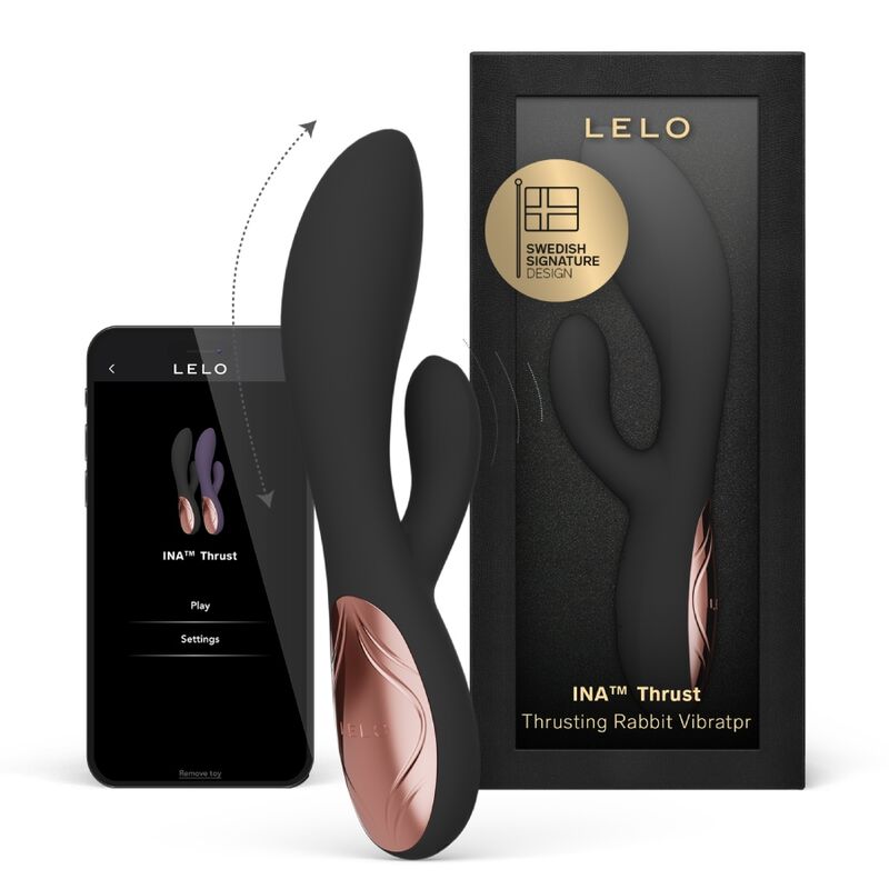 LELO INA THRUST RABBIT VIBRADOR DE EMPURRAyaO PRETO