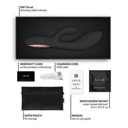 LELO INA THRUST RABBIT VIBRADOR DE EMPURRAyaO PRETO