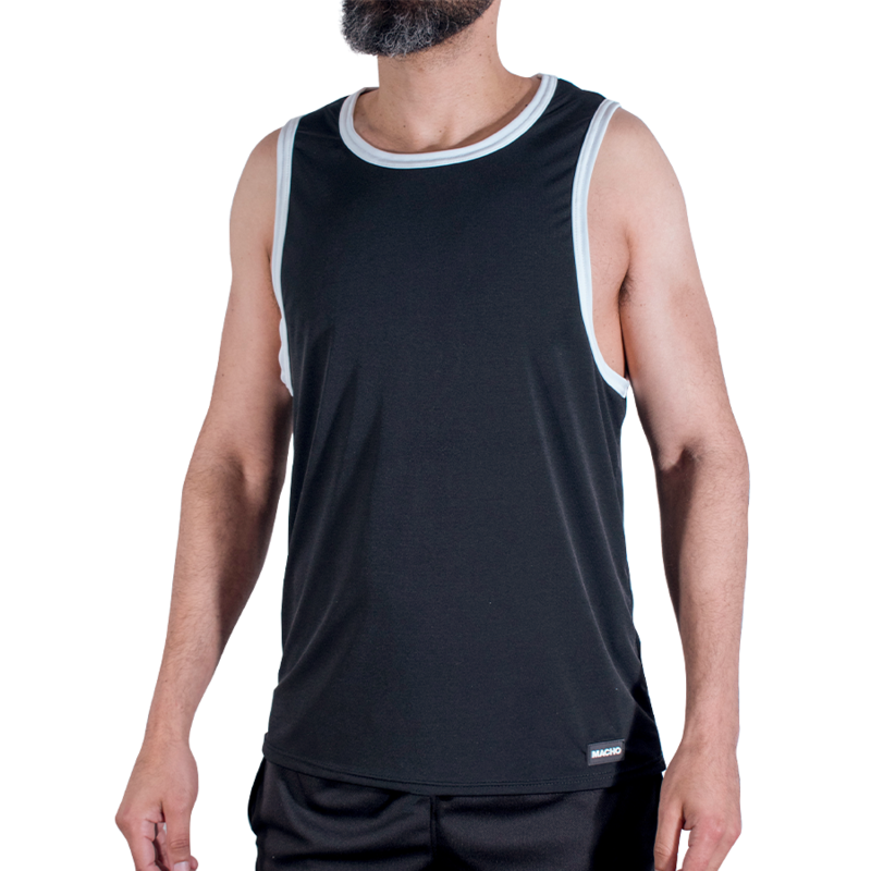 MACHO CMV004 CAMISETA GYM NEGRA S M