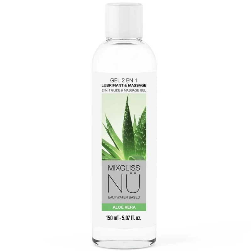 MIXGLISS 2 EM 1 LUBRIFICANTE a BASE DE aGUA E GEL DE MASSAGEM NURU ALOE VERA 150 ML