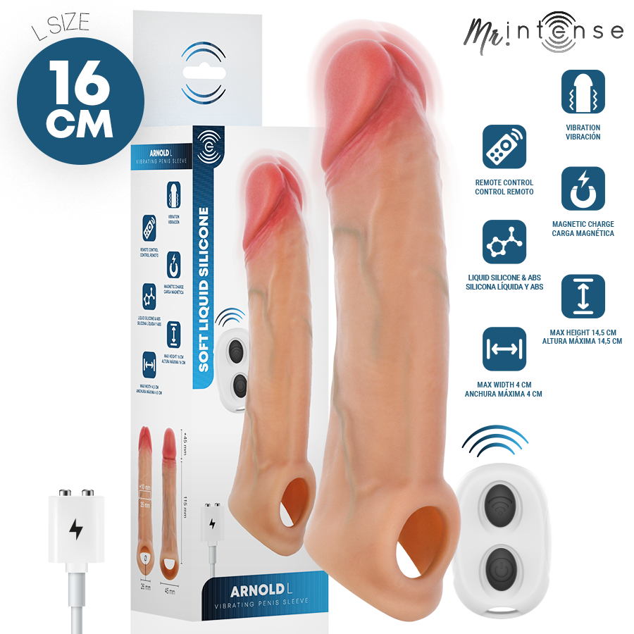 MR INTENSE ARNOLD L CAPA PENIANA VIBRAToRIA ULTRA REALISTA COM CONTROLE REMOTO 16 CM y 45 CM