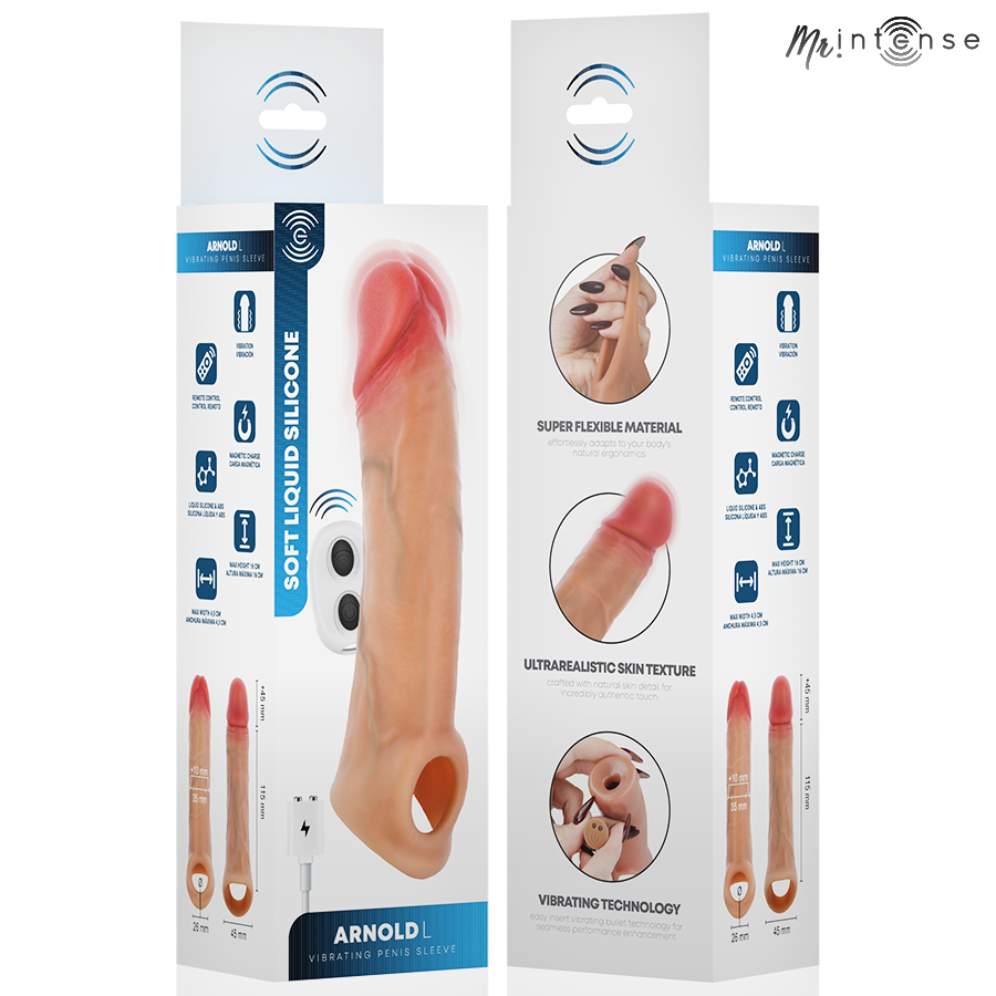 MR INTENSE ARNOLD L CAPA PENIANA VIBRAToRIA ULTRA REALISTA COM CONTROLE REMOTO 16 CM y 45 CM