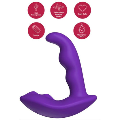 SHEEO ESTIMULADOR ANAL VIBRAToRIO ROTATIVO COM CONTROLE REMOTO ROXO