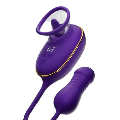 SHEEO APARELHO DE SUCyaO CLITORIANA COM EFEITO DE LAMBIDA E ESTIMULADOR ANAL ROXO