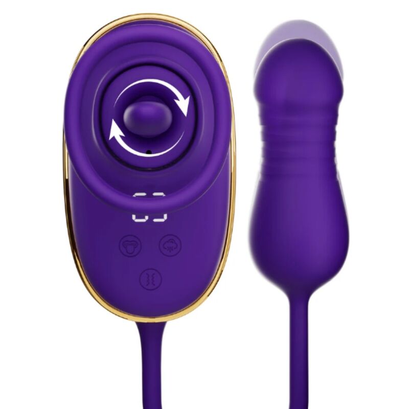 SHEEO APARELHO DE SUCyaO CLITORIANA COM EFEITO DE LAMBIDA E ESTIMULADOR ANAL ROXO